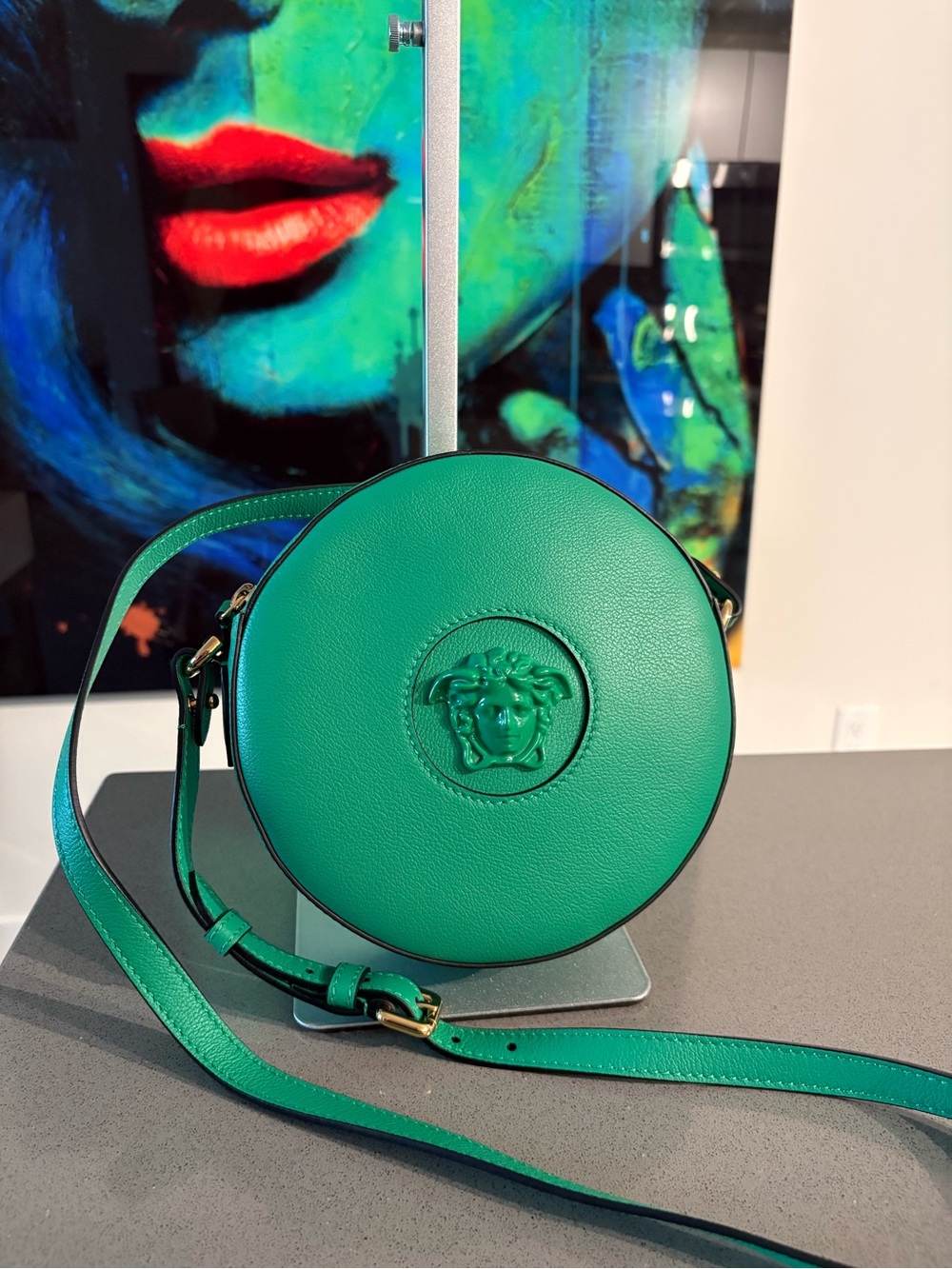 Versace Round Medusa Crossbody Bag in Green - Picture 7 of 9